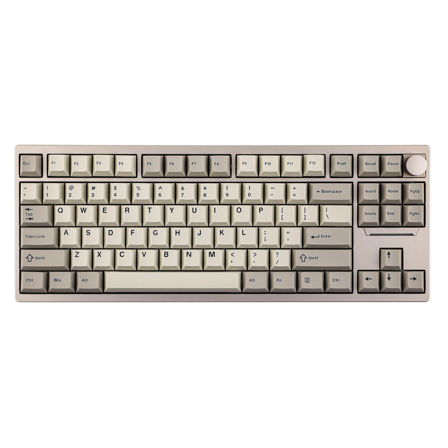 Ematerial nameAKER P87 TKL Aluminum Wireless Gaming Keyboard QMK/VIA Programmable 87% Bluetooth/2.4Ghz/USB-C with CNC Metal Knob and RGB Backlight (Khaki Zebra Switch)