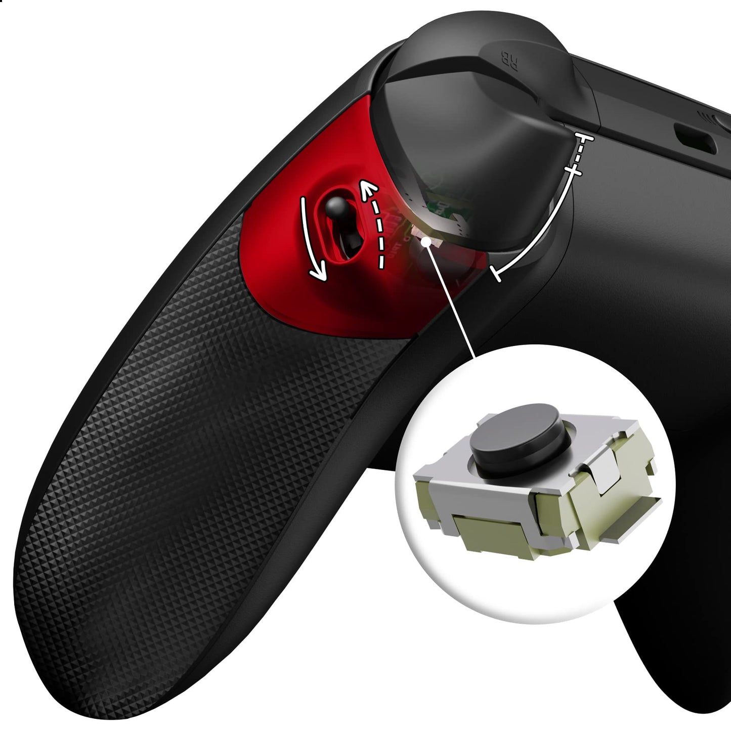 eXtremeRate Flexor Clicky Rubberized Side Rail Grips Trigger Stop Kit for Xbox Series X & S Controller Ergonomic Trigger Stopper Handle Grips for Xbox Core Controller - Diamond Textured Scarlet Red