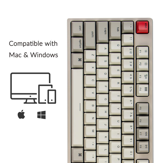 Keychron C2 Wired Mechanical Keyboard, 104 Keys, Red Switch, Retro ABS Keycaps, USB-C, Compatible with Mac & Windows