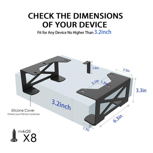 Monzlteck Under Desk Storage Mount for Xbox & PS4 - Black, Durable Polycarbonate, Compatible with Small Form Factor PCs