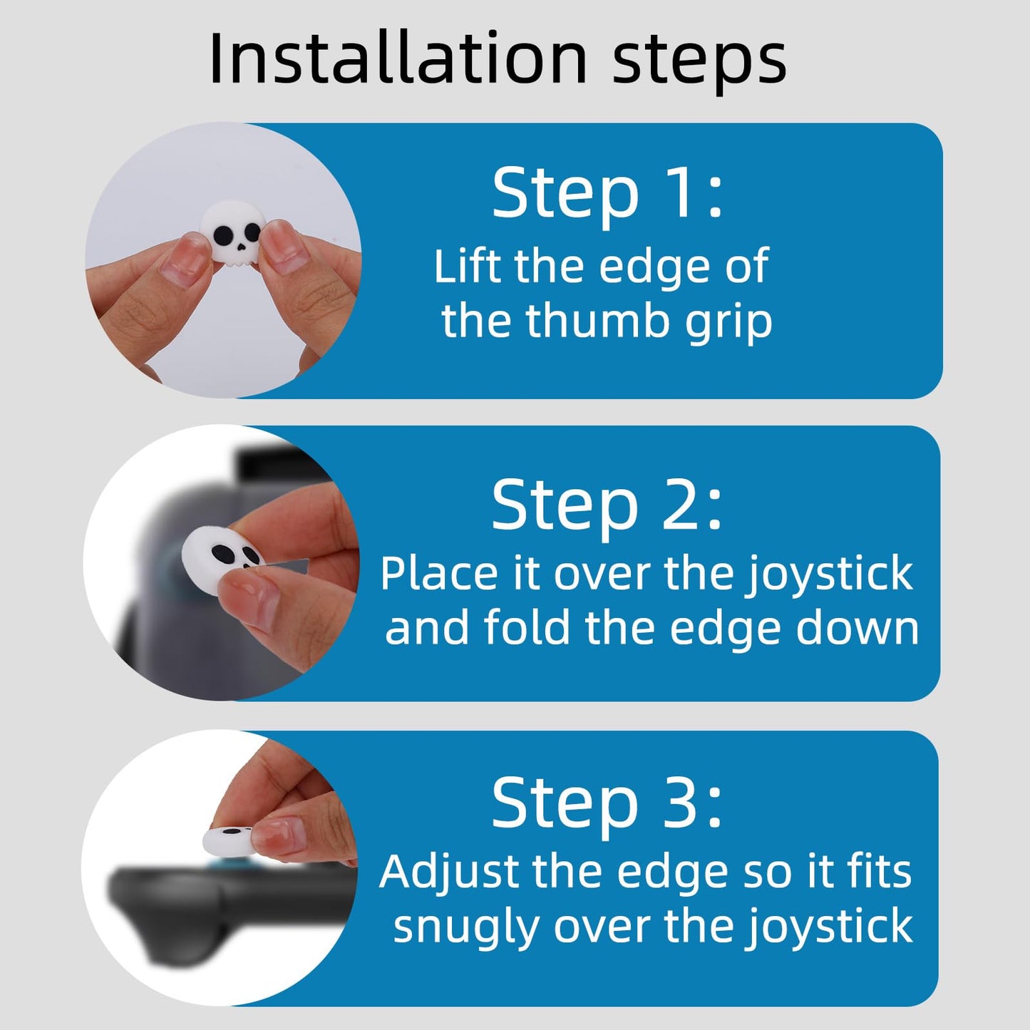 Penitue 4pcs Thumb Grips for Switch 2 - White & Glitter Skull Design, Anti-Slip Silicone Joystick Caps for Comfortable Gaming