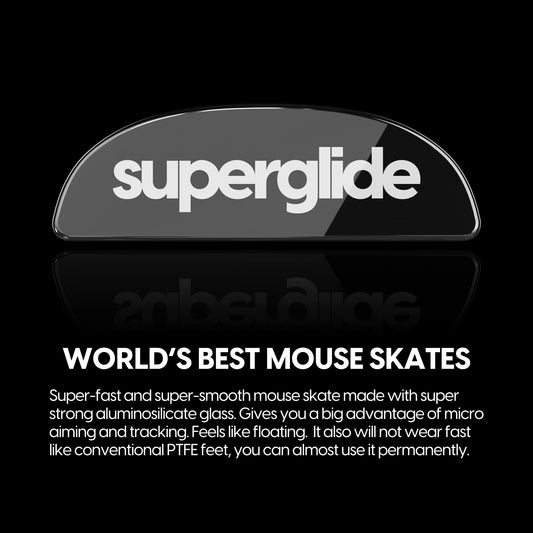 Pulsar Gaming Gears Superglide Mouse Feet - Ultra Strong Glass, Medium Size, Black, Model PX2SGB for X2 & X2 v2 & X2H & X2