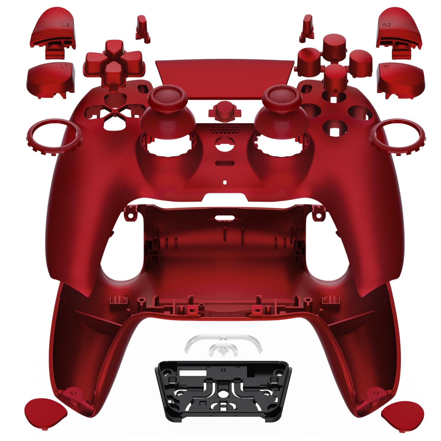 eXtremeRate Luna Redesigned Full Set Shell Buttons Touchpad Cover Compatible with ps5 Controller BDM-030 BDM-040 BDM-050 Scarlet Red Replacement Top Bottom Cover Case Compatible with ps5 Controller