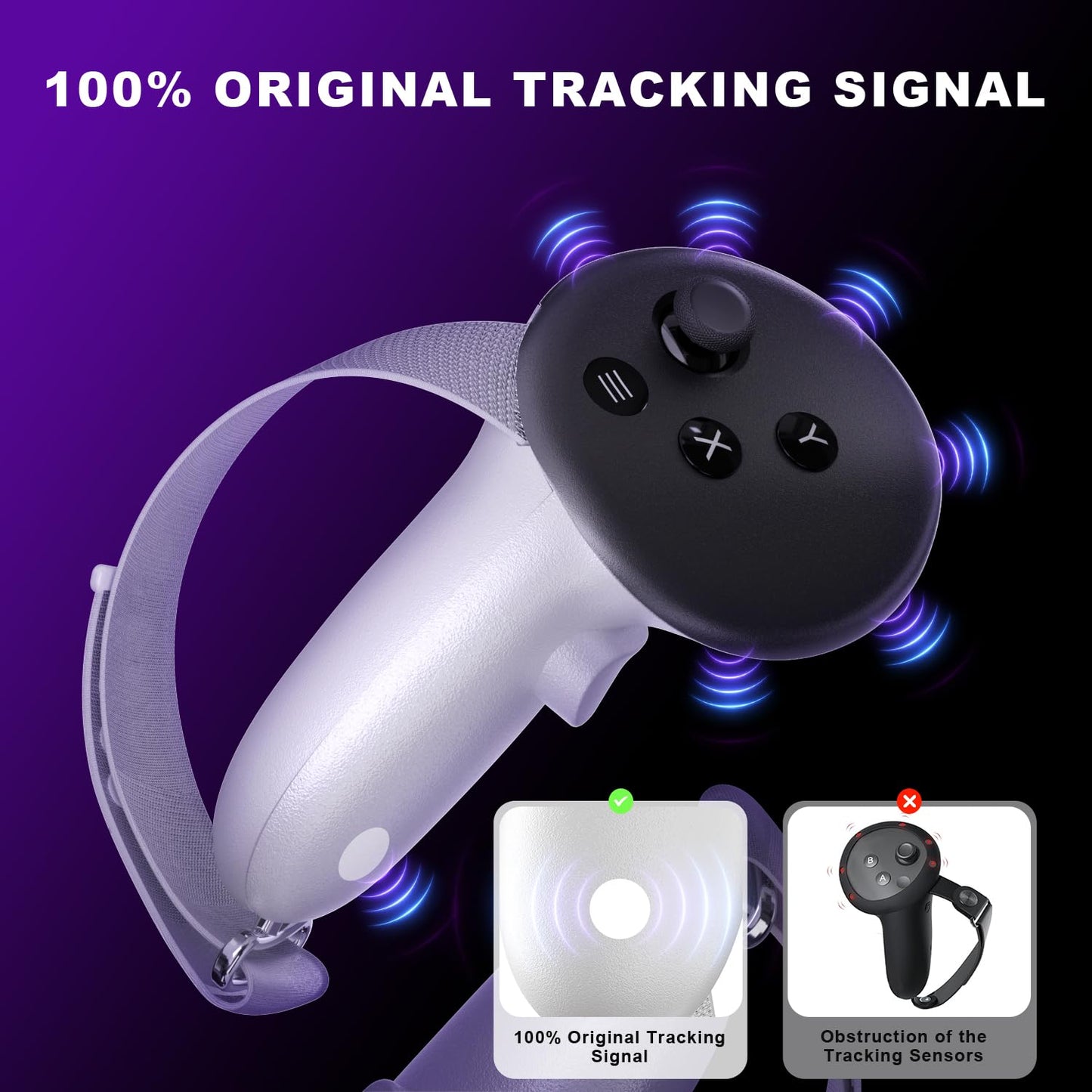 Mayue Controller Grips Cover for Meta/Oculus Quest 3 - Non-Slip Handles, Adjustable Strap, White, VR01 Model