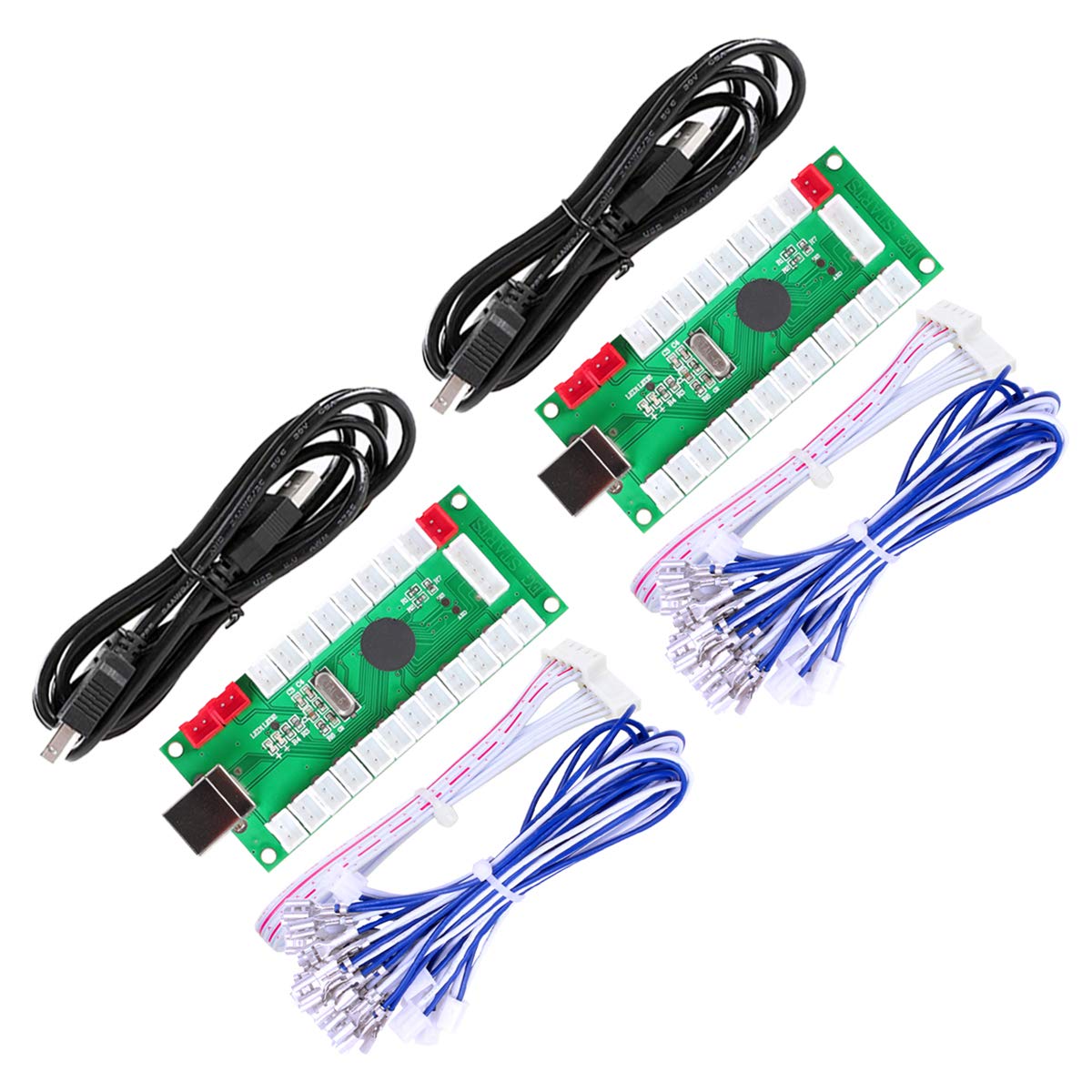 EG STARTS Arcade 2 Player Zero Delay USB Encoder to PC Games Controller Arcade Joystick Buttons for PC MAME Raspberry Pi Arcade1Up - 3x Red Power Outputs (5Pin + Happ Style)