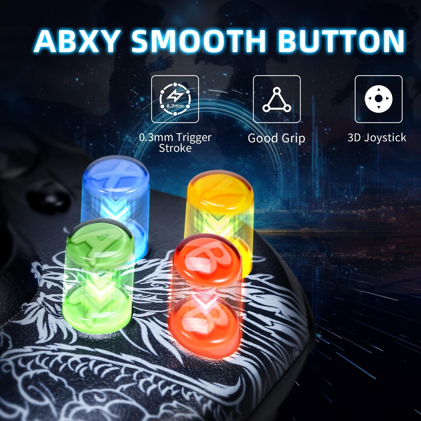 BRHE Wired Gaming Controller for PC, Compatible with Windows 10/11, Black, 3D Joystick, Good Grip