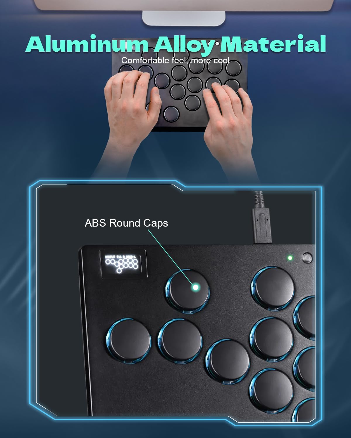 JZW-Shop Arcade Stick M16 - All-Button Controller for Switch, PC, PS4, PS3, Steam Deck - Turbo & Custom RGB, Supports Hot-Swap
