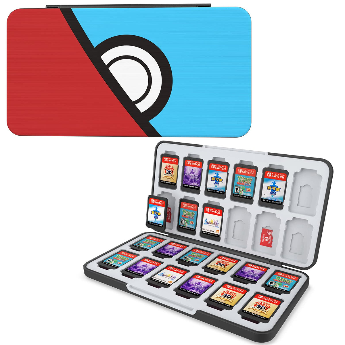 HEIYING Switch Game Card Case for Nintendo Switch & OLED & Lite Custom Pattern Memory Storage Holder with 24 Game Card sections and 24 Micro SD Cards sections