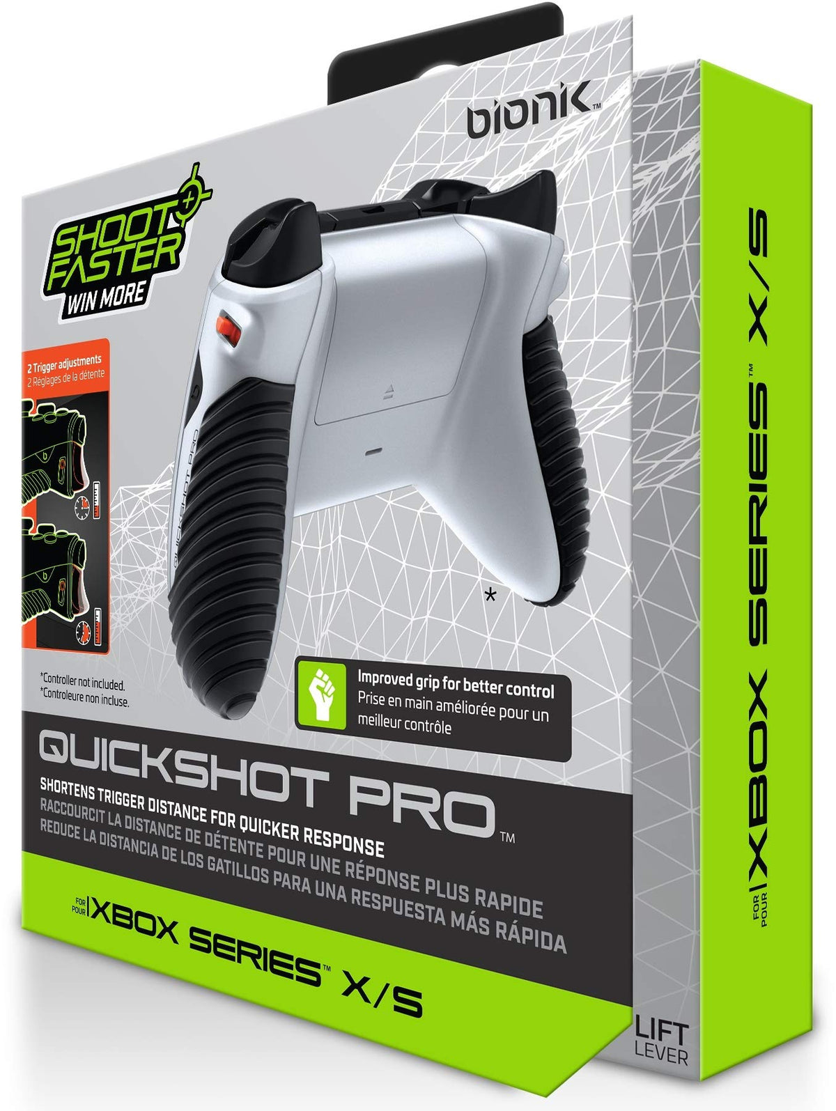 Bionik Quickshot Pro For Xbox Series X/S: Custom Grip and Dual control button locks for Faster Shots and Improved Gameplay