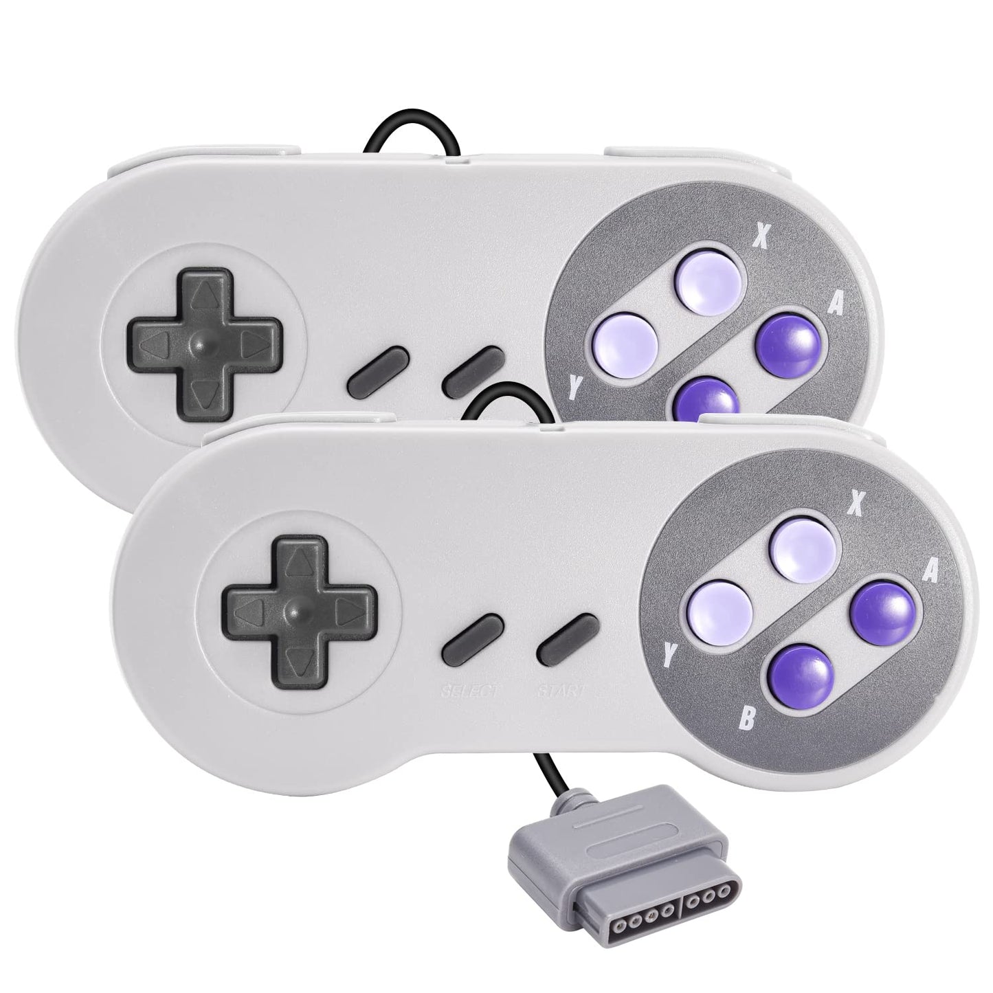 2 Pack Retro Wired Controller for SNES Original Console kiwitat? Remote Wired Gamepad Controller Compatible with SNES Super Entertainment Game Console System