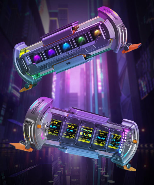 Divoom Times Gate Cyberpunk Digital Alarm Clock - WiFi, RGB LED Display, Silver
