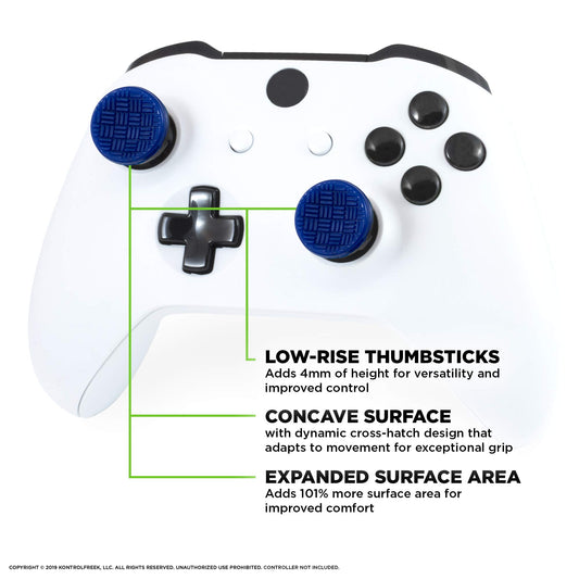 KontrolFreek Omni Performance Thumbsticks for Xbox One/Series X | Low-Rise Concave | Blue