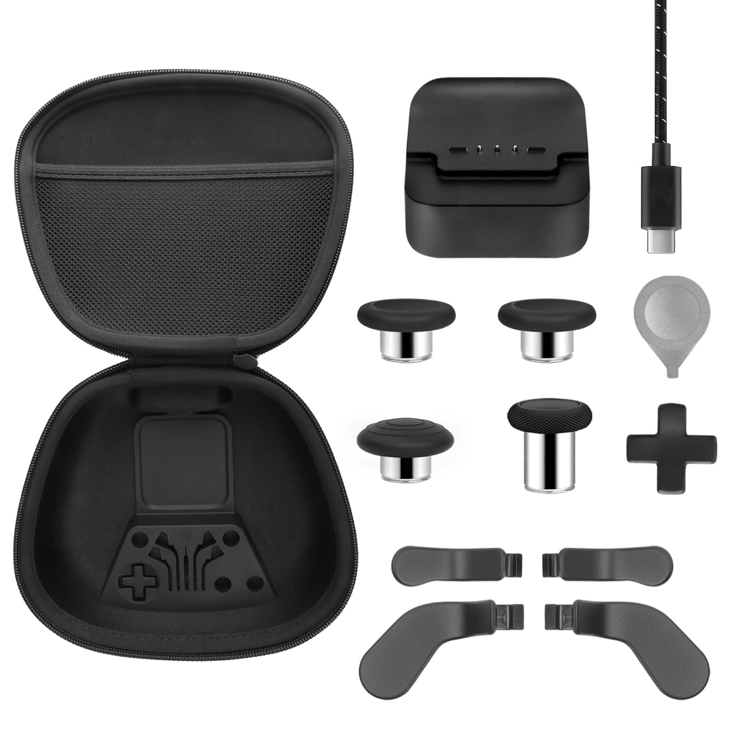 Complete Component Pack for Xbox Elite Controller Series 2 - Accessories Includes 1 Carrying Case 1 Charging Dock 1 Charger Cable 4 Thumbsticks 4 Paddles and 1 Adjustment Tool(BLACK)
