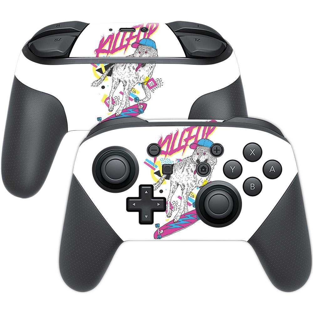 MightySkins Skin Compatible with Nintendo Switch Pro Controller - Skater Wolf | Protective, Durable, and Unique Vinyl Decal wrap