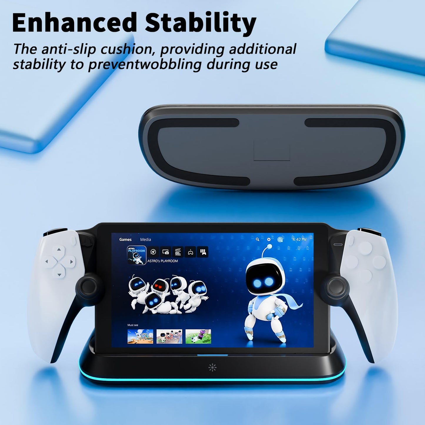 LANCUBE PS Portal Charging Stand Dock - 7 RGB Light Modes, Type-C Cable, Black, Model P3710-black