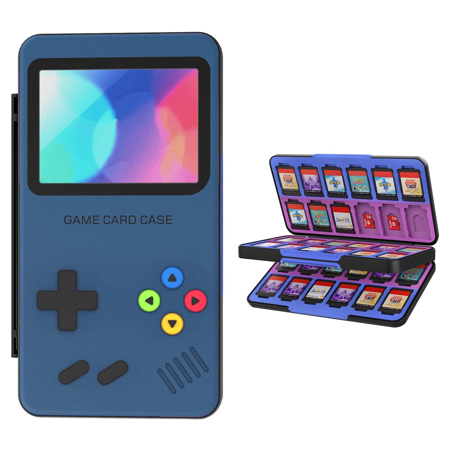 THELIFELICIOUS Switch Game Card Case for Nintendo Switch/OLED/Lite Gradient Color Lining Games Card Holder with 48 Game Cards sections & 24 Micro SD Cards sections