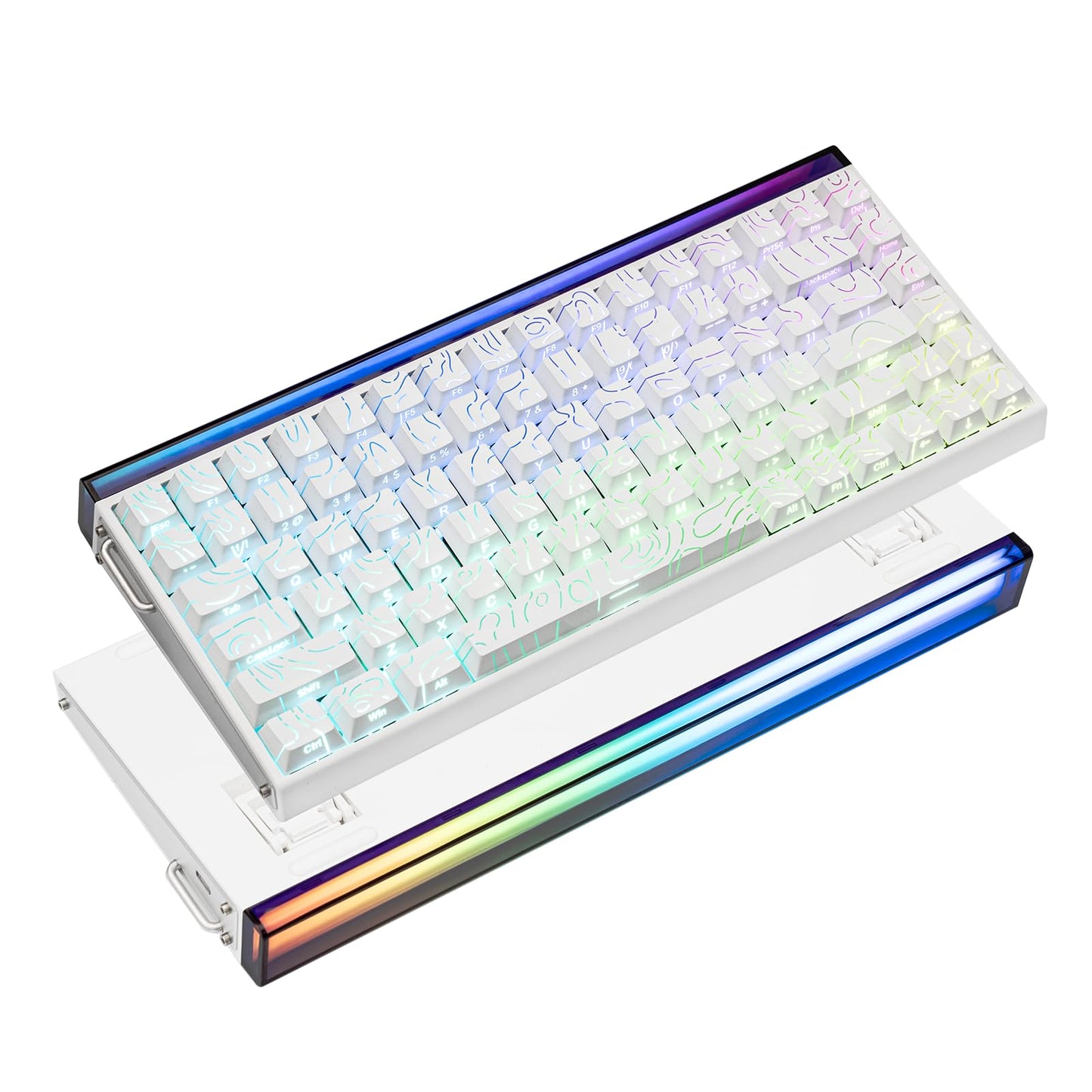 EPOMAKER Aula Hero84 HE Wired Hall Effect Keyboard with RGB Lightbox 0.01mm Adjustable Actuation 8KHz Polling 0.125ms Latency Snap Key SOCD Magnetic Gaming Keyboard (White Topographic)