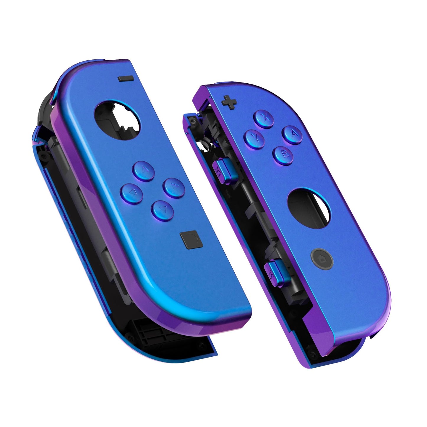 eXtremeRate DIY Replacement Shell Buttons for Nintendo Switch & Switch OLED, Chameleon Purple BlueCustom Housing Case with Full