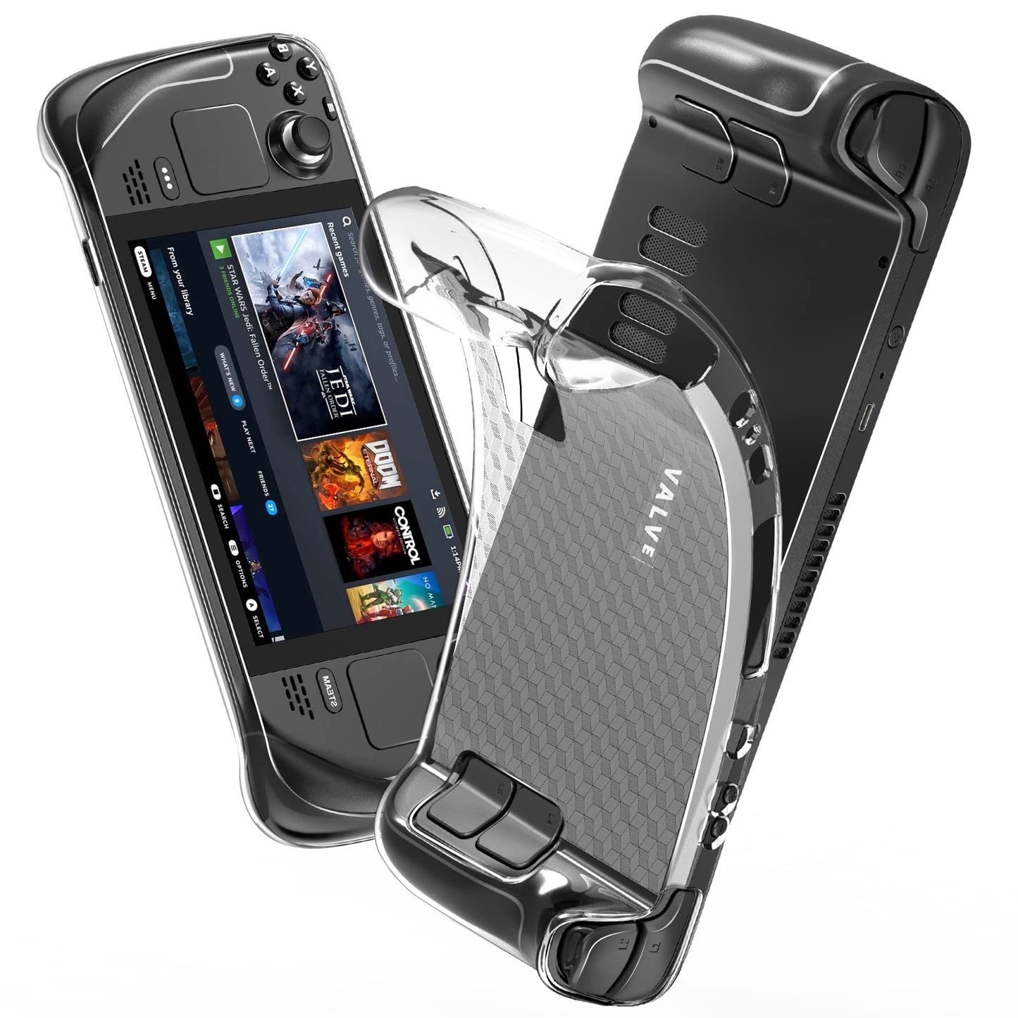 Protective Case for Steam Deck 2022 HEYSTOP Steam Deck Case Clear TPU Soft Cover Protector with Full Protection Shock-Absorption Anti-Slip & Scratch Design Steam Deck Accessories