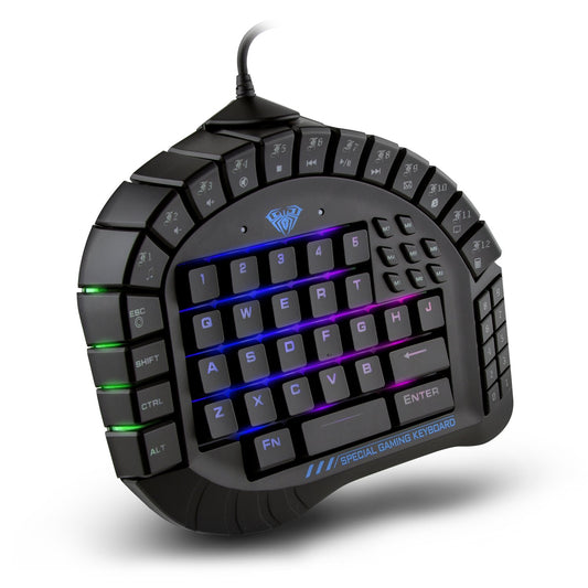 AULA Excalibur One-Handed Mechanical Gaming Keyboard, Blue Switches, RGB Backlit, 9.7 Inch, Model 109R