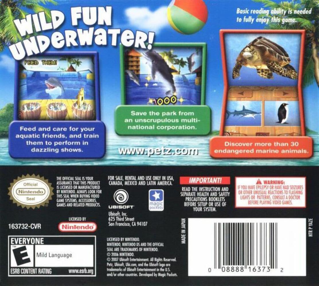 Ubisoft Petz Wild Animals Dolphinz - Nintendo DS Game, Model 16373