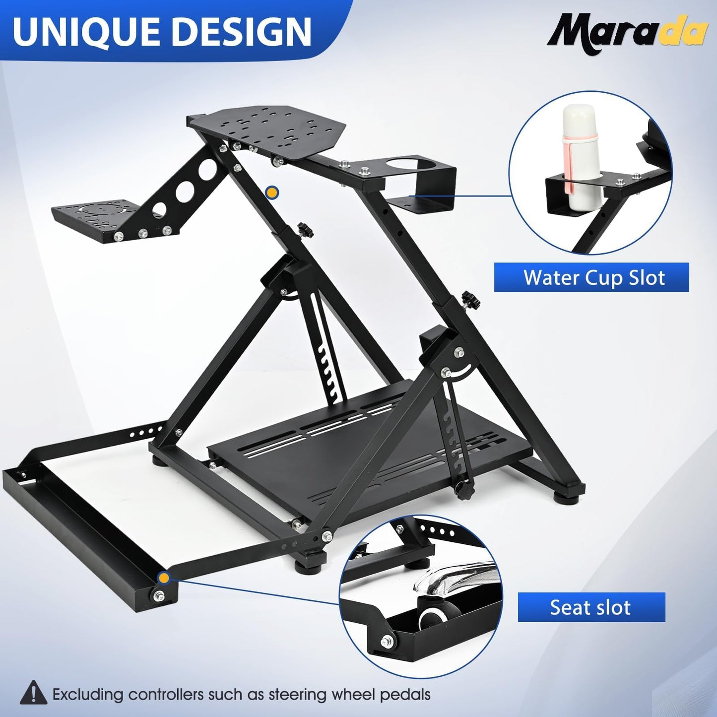 Marada Racing Sim Cockpit X Frame Steering Wheel Stand for Logitech/Thrustmaster/Fanatec, Black, Model: Racing Game Stand-29