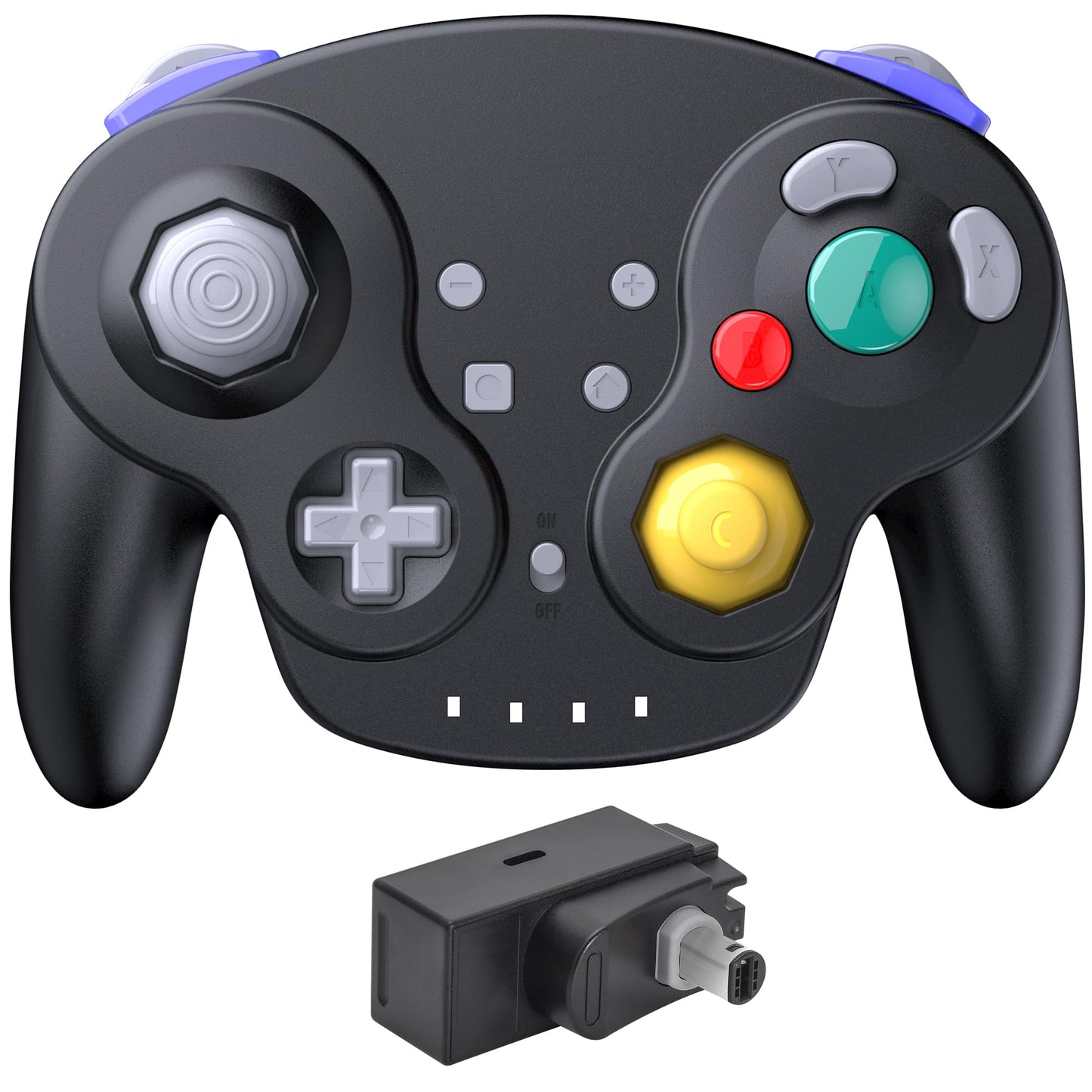 2.4 GHz Wireless GameCube Controller for NGC GameCube Console (Built-in Rumble) (Analog Stick) (Analog Triggers) (Rechargeable) (Plug and Play) Black