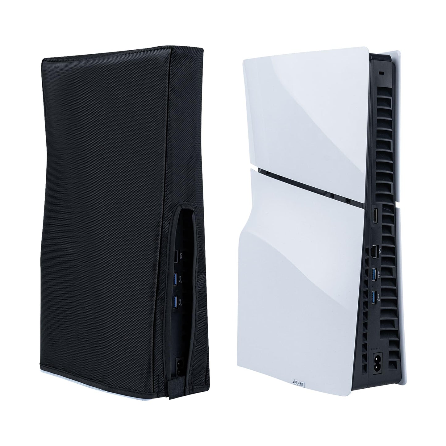 Mcbazel Vertical Dust Cover for PS5 Slim Console Only Precision Cut Protective Case Anti Scratch Cover Sleeve for PlayStation 5 Slim Console Digital and Disc Edition - Black