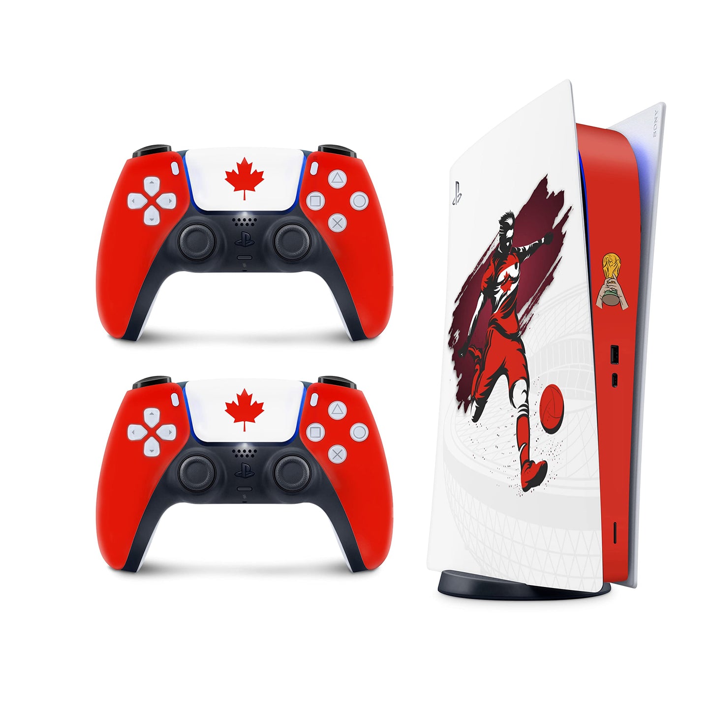 TACKY DESIGN World Cup Stickers 2022 Skin for Playstation 5 Console & 2 Controllers PS5 Soccer Stickers Skin Vinyl 3M Decal National Teams Stickers Full wrap Cover (Digital Edition Canada Skin)