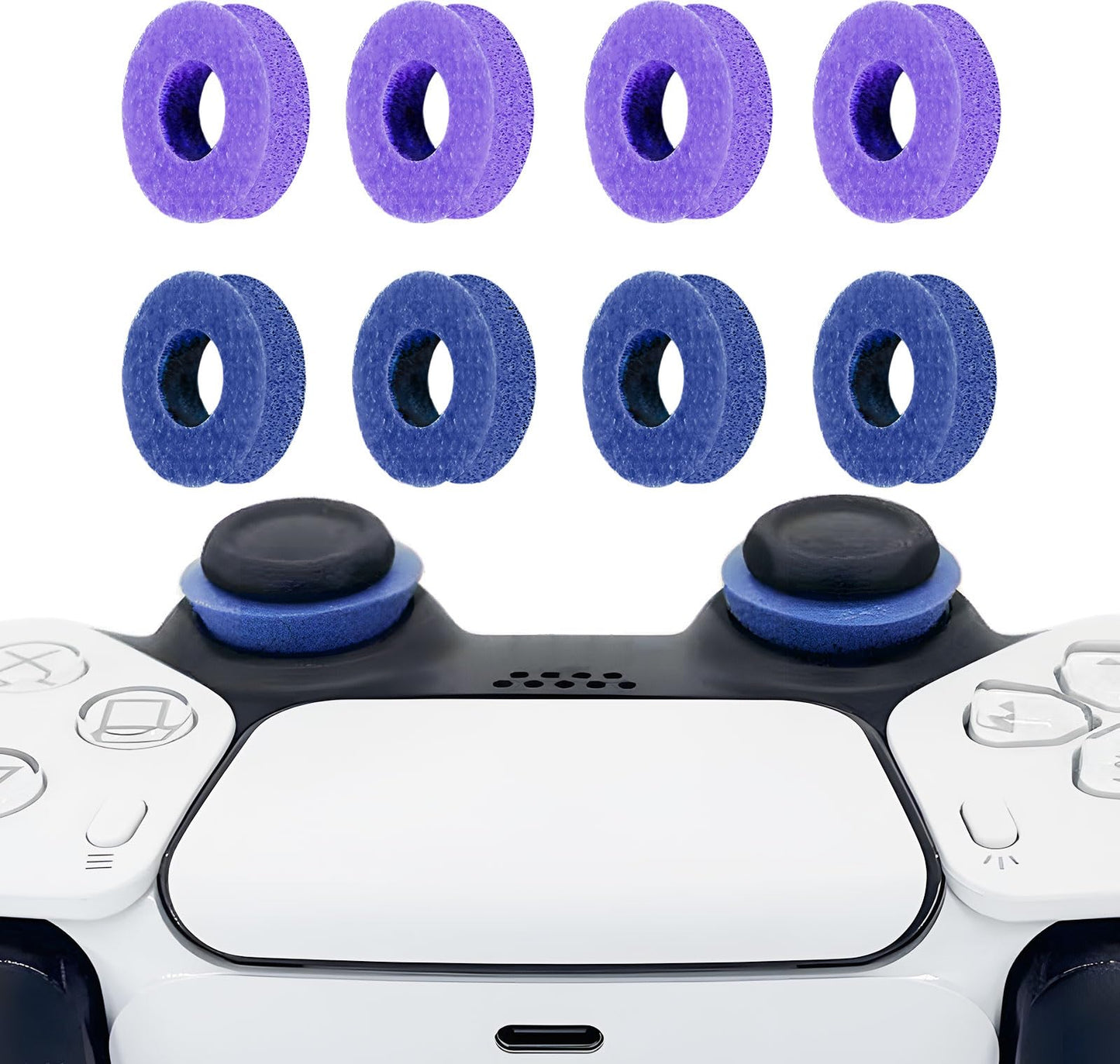8 Pack Precision Rings for PS4/5 Precision Rings for Xbox Compatible with Xbox Controllers Accessories-Control with Soft Silicone Rings - Compatible with Fortnite & FPS Games Blue+Purple