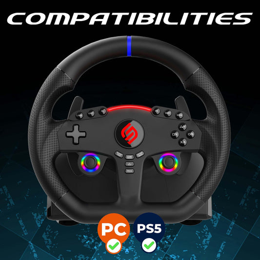 SUBSONIC Superdrive 270 GT-5 Steering Wheel for PS5 & PC - Black, 270° Rotation, Dual Sticks, Pedals, Paddle Shifters