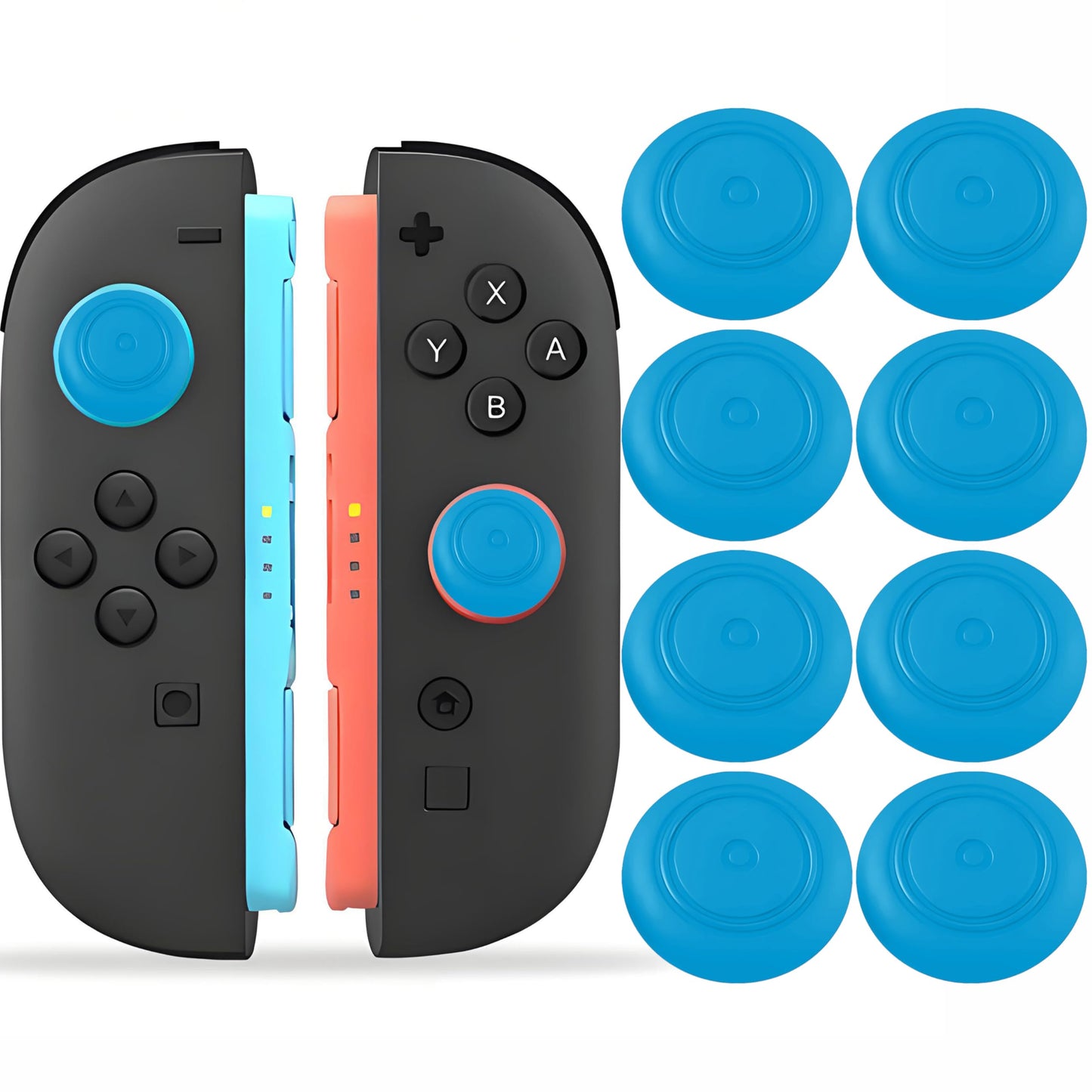 QUBAMG 8 Pack Thumb Grips Compatible with Nintendo Switch 2 (2025) & Pro Controller Soft Silicone Joystick Covers Caps Anti-Slip Switch 2 Joycon Protective Ergonomic Stick Accessories Light Blue