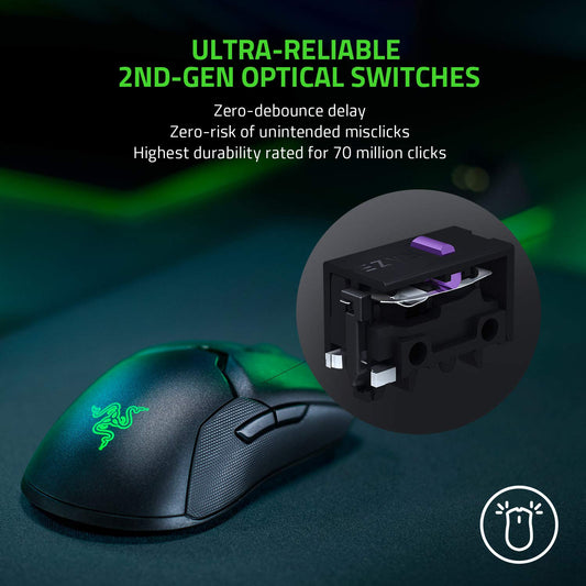 Razer Viper Ultimate Wireless Gaming Mouse - 20K DPI, 8 Programmable Buttons, Chroma Lighting, Classic Black, Model RZ01-03050200-R3U1
