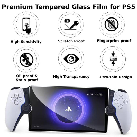 HCHNH Tempered Glass Screen Protector for PS5 Portal - 2 Pack, Military Grade, Transparent, Model XKOSIS