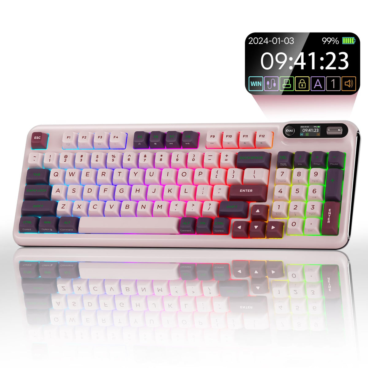KZZI Z98 Creamy Keyboard Wireless Mechanical Keyboard with Smart Display & Knob Tri-Mode Connection