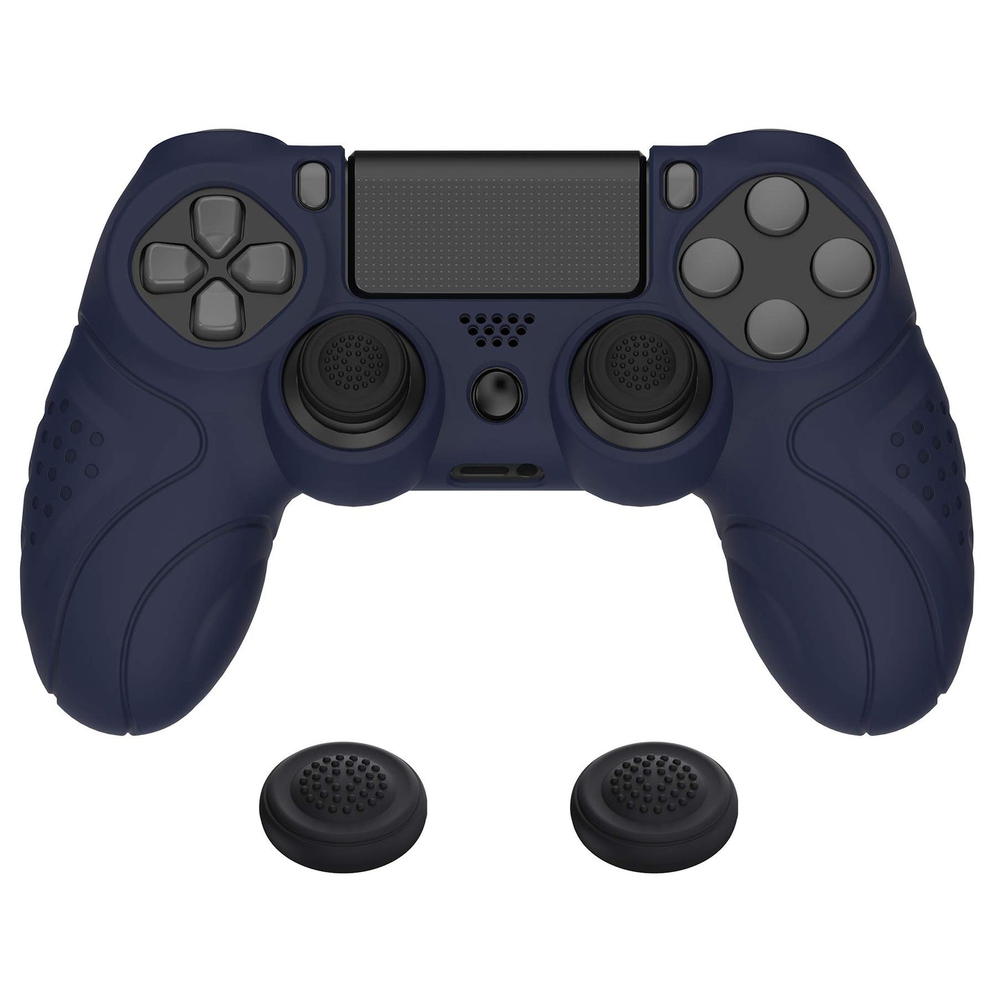 PlayVital Guardian Edition Midnight Blue Soft Anti-Slip Controller Silicone Case Cover for ps4 Rubber Protector Skins with Joystick Caps for ps4 Slim for ps4 Pro Controller