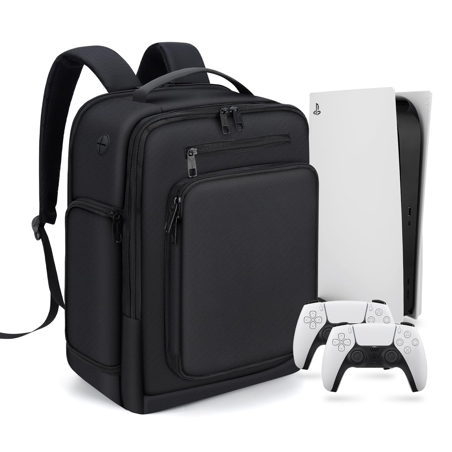 GDNasist Gaming Backpack for PS5 Protective Tpartyl Carrying Case Compatible with Playstation 5 Console Portable Monitor 15.6 Laptop Headset Game Discs and Gaming Accessories Gifts for Men