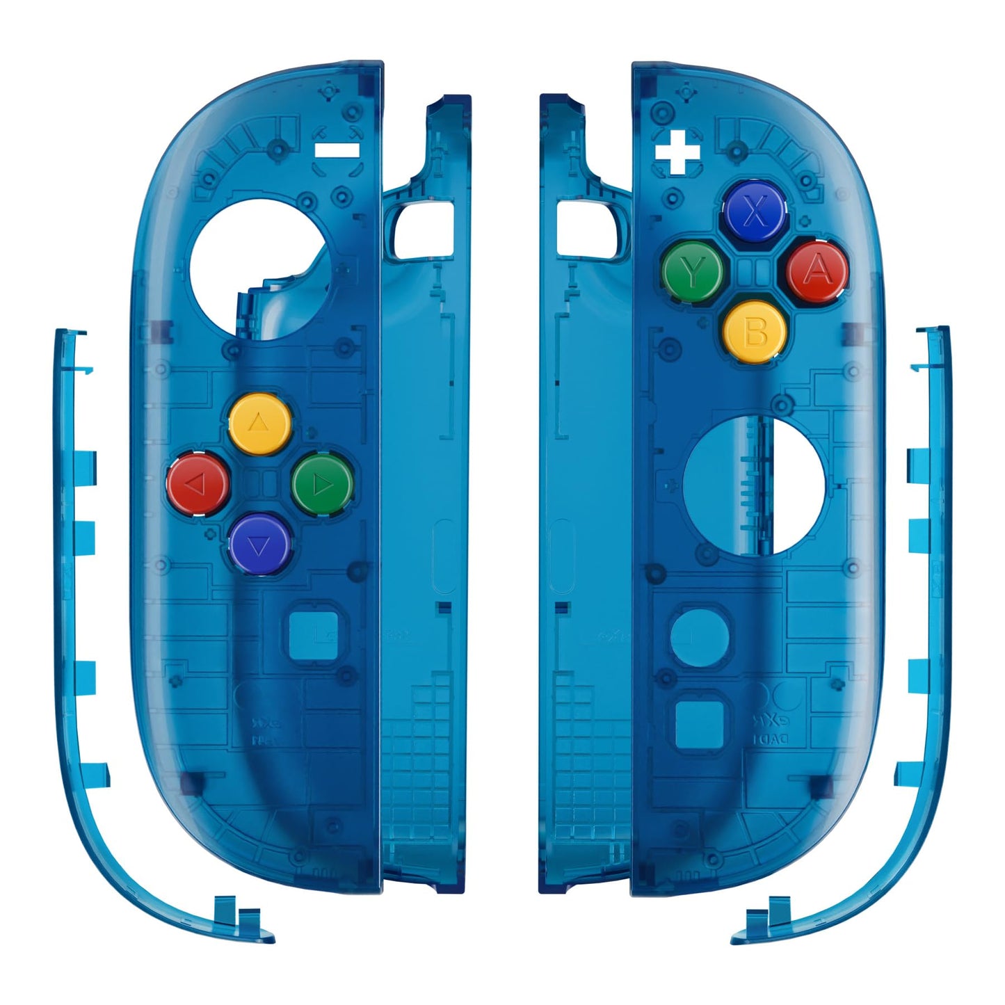 eXtremeRate Replacement Shell Buttons for Joycon 2 Custom Housing Faceplate Case + Decorative Strips + ABXY Direction Keys + Tools for Nintendo Switch 2 Controller - Essence Version - Clear Blue