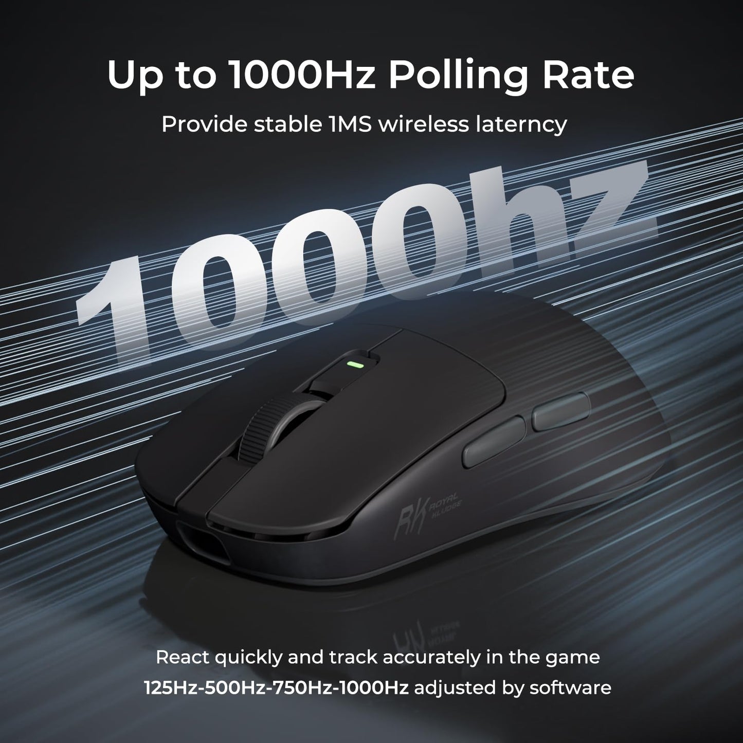 RK ROYAL KLUDGE RK M30 Wireless Gaming Mouse - 24000 DPI, 43g Lightweight, 5 Programmable Buttons, Black Grey