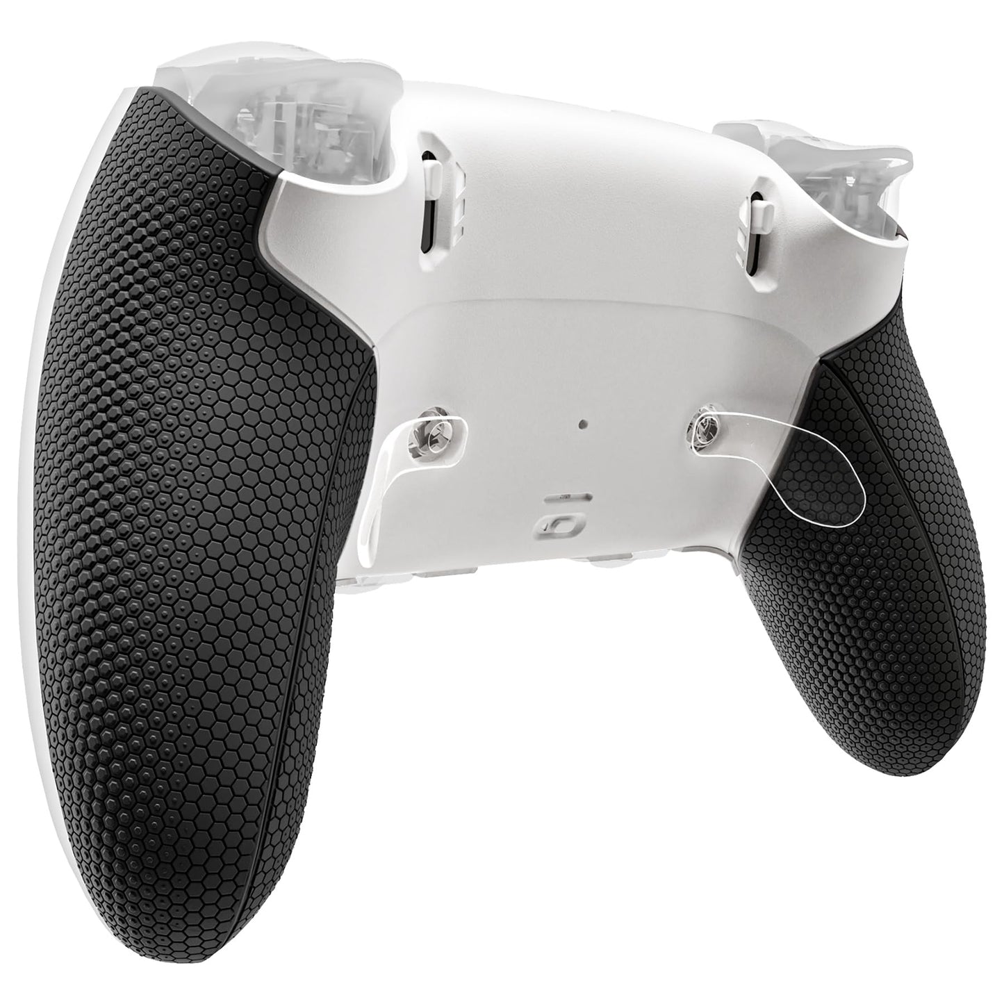eXtremeRate Beyond-ARC Bottom Shell Kit Compatible with p s 5 Edge Controller with Rubberized Grip Replacement Front Back Decorative Trim Shell Plates - White Black