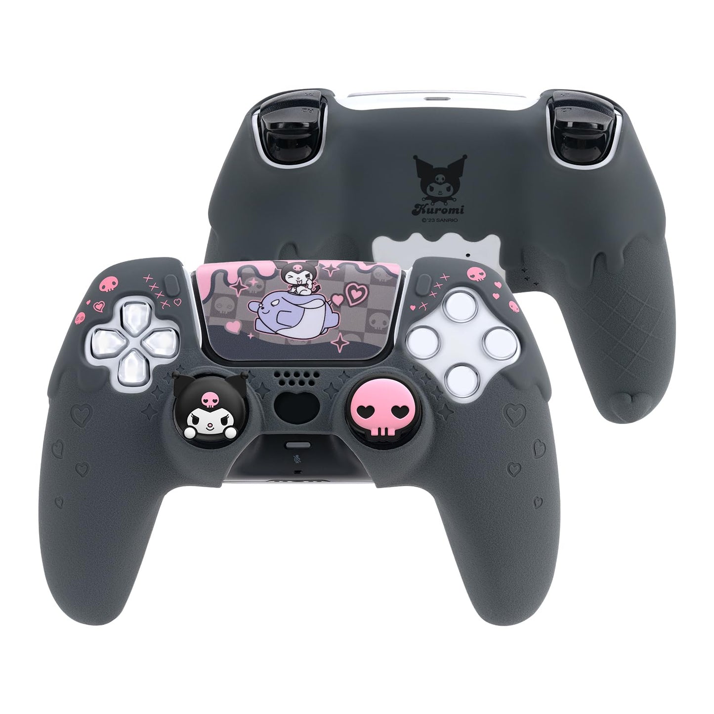 Kuitmor Silicone PS5 Controller Cover Skin Set Anti-Slip Soft Protective Case for PS5 Wireless Controller with 2 Thumb Grip Caps and 1 Sticker