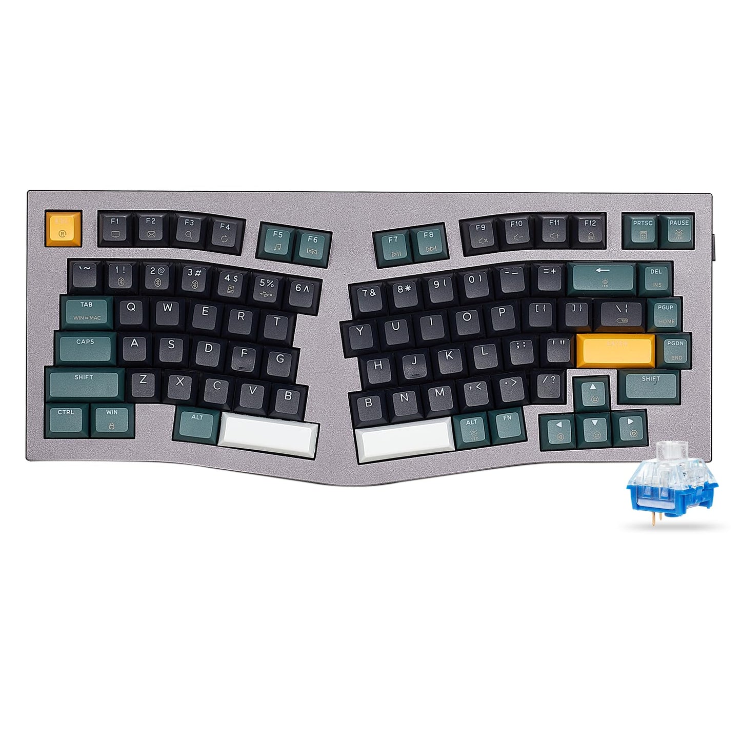 Hexgears F2 Alice83 Aluminum Custom Mechanical Keyboard Split 83 Keys Alice Layout Ergonomic Keyboard Hot Swappable Slient Linear Switch BT5.0/2.4GHz/USB-C RGB Backlit for Win/Mac (Bamboo Gold)