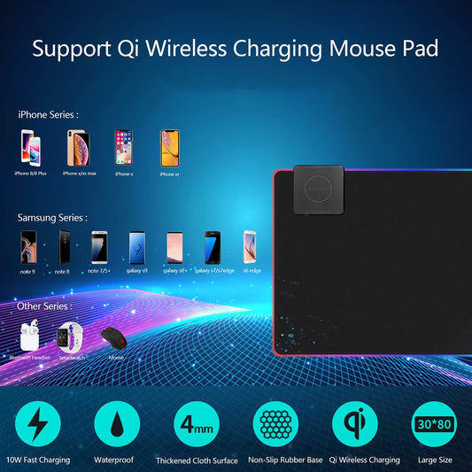 Signo Gaming Mouse Pad - Large RGB Extended 31.5x11.8" Non-Slip Rubber Base, 7 Lighting Modes, 6 Brightness Levels, Model: dwc-113