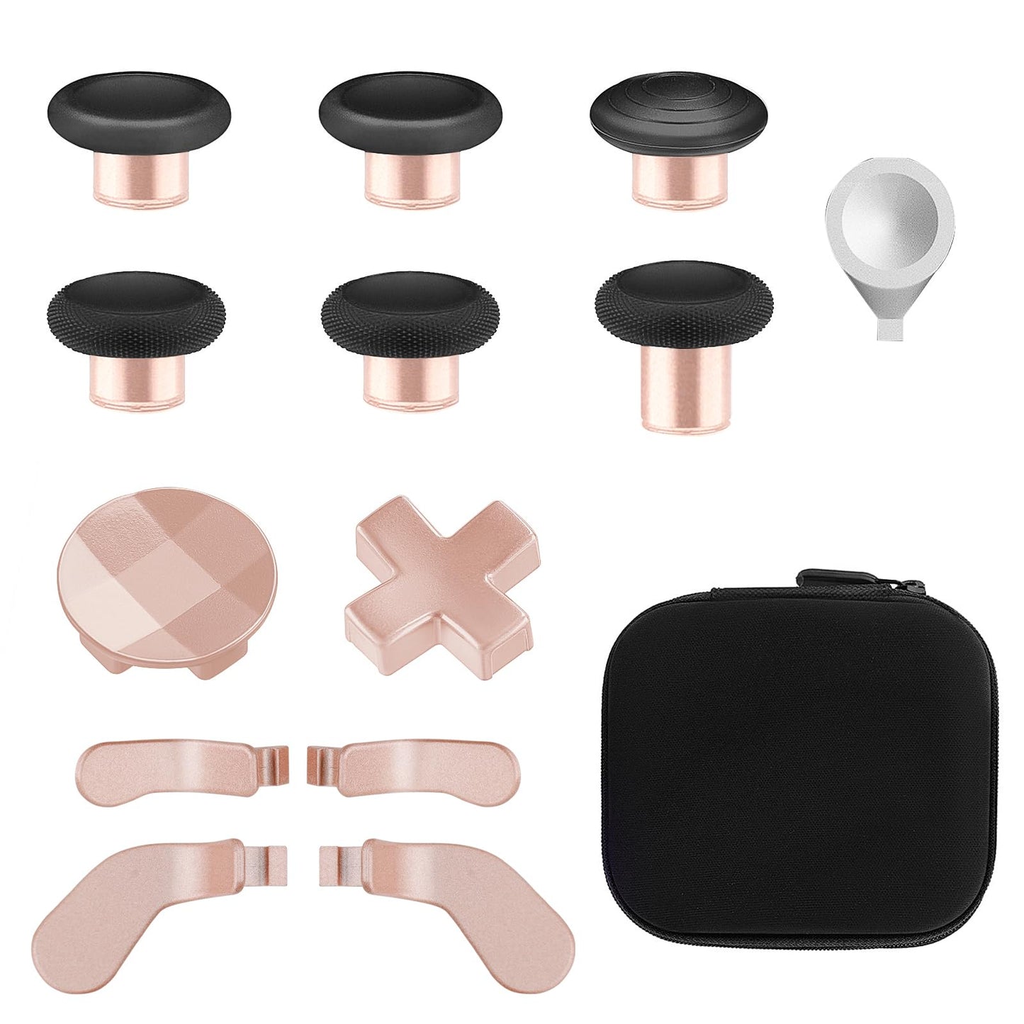Accessories for Xbox One Elite Series 2 Controller(Model 1797) Metal Thumbsticks Paddles Joysticks Replacement Parts Kits Compatible with Xbox Elite Wireless Controller Series 2 Core(Black&RosyGold)
