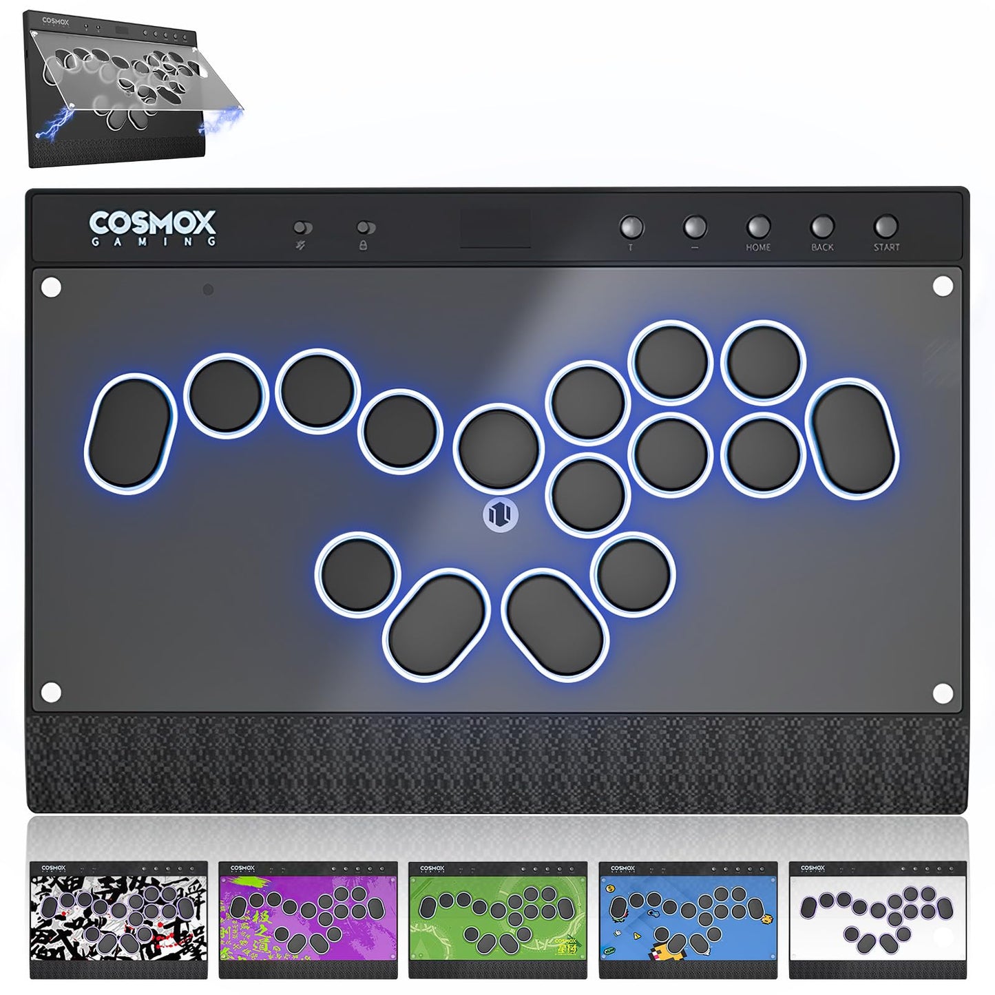 Sehawei Haute42 C16-S Leverless Arcade Stick: Split Layout Magnetic Controller Premium Black Symmetrical Design with Tournament Lock for PC/PS4/Switch/Switch2