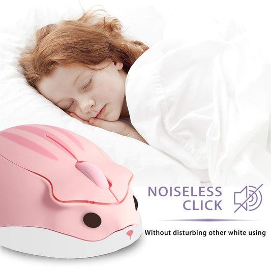 Super Space Wireless Bluetooth Hamster Mouse - 1200DPI Portable Cordless for iPad Pro, Laptop, Mac - Pink