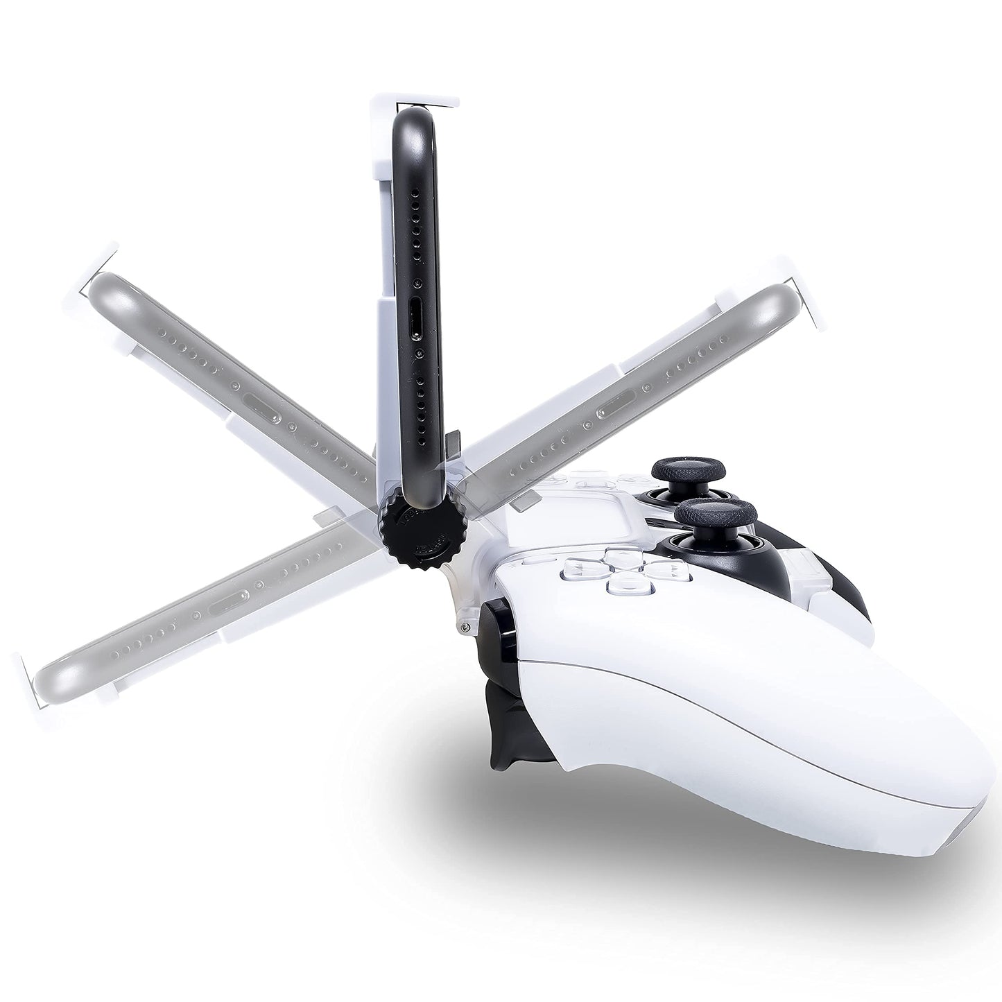 ADZ PS5 Controller Phone Mount Holder - Smart Clamp for PS5 Dualsense, White, Model ADZPS5-002