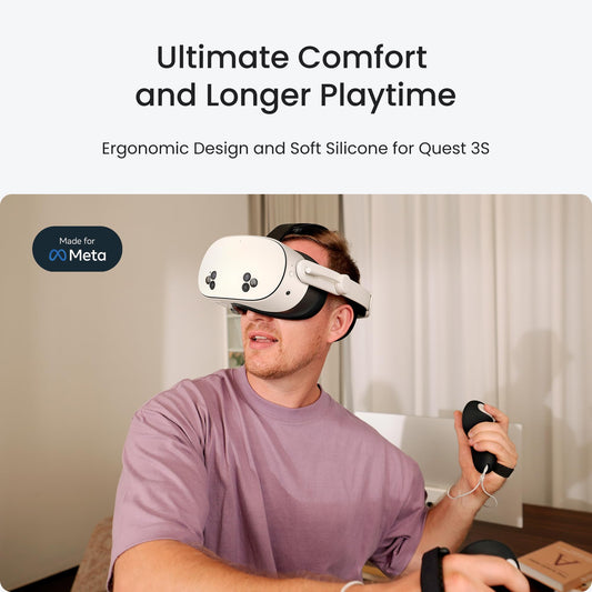 KIWI design F4 Silicone Facial Cover for Meta Quest 3S, Black, Model Q7-2P, Not Compatible with Quest 3