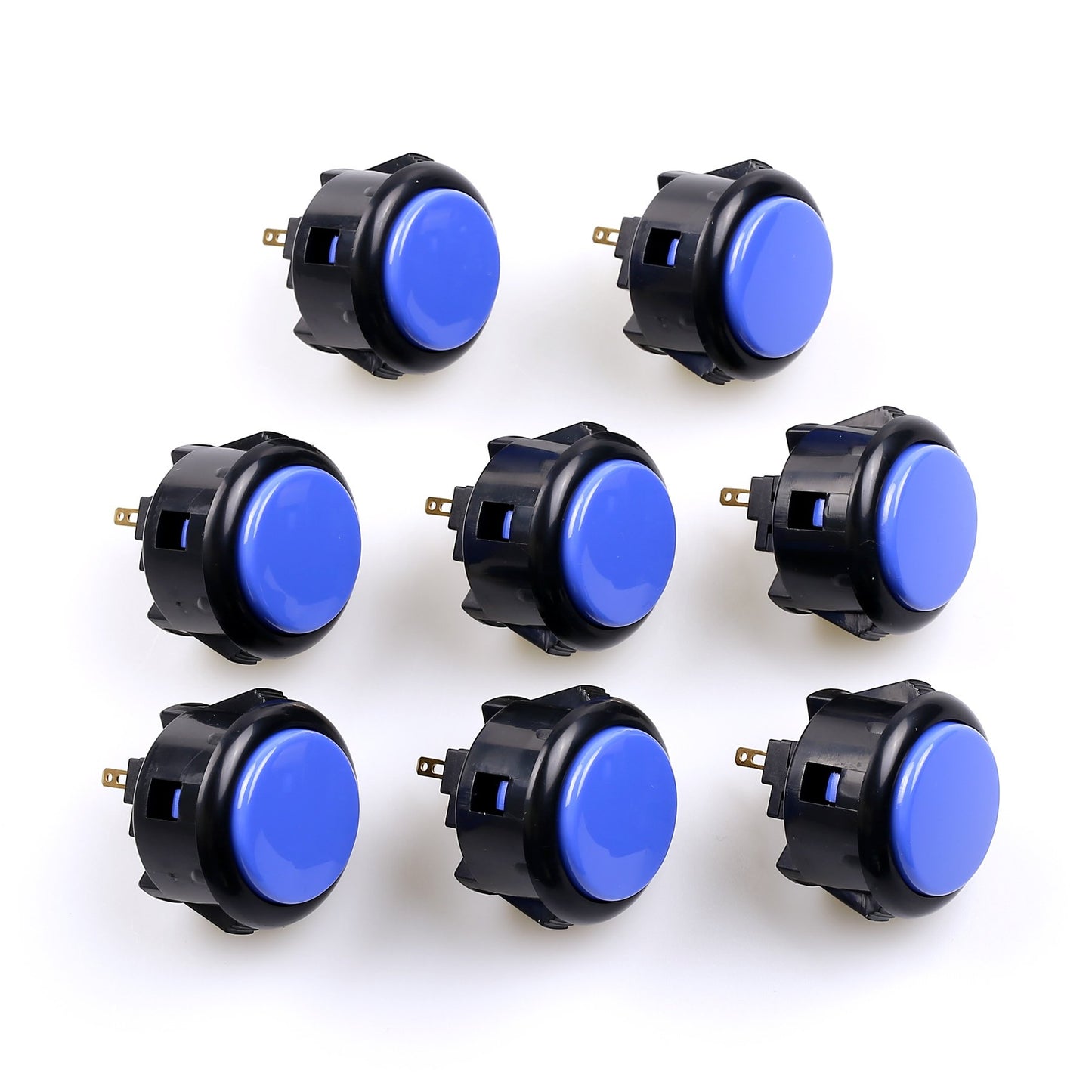Sanwa 8 pcs OBSF-30 Original Push Button 30mm - for Arcade Jamma Video Game & Arcade Joystick Games Console (Black & Blue) Use for Arcade Game Machine Cabinet S@NWA