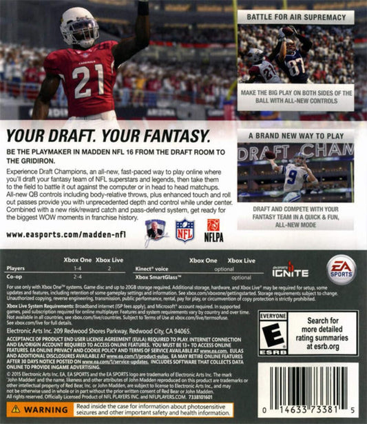 Electronic Arts Madden NFL 16 for Xbox One - Model 73381, Football Video Game